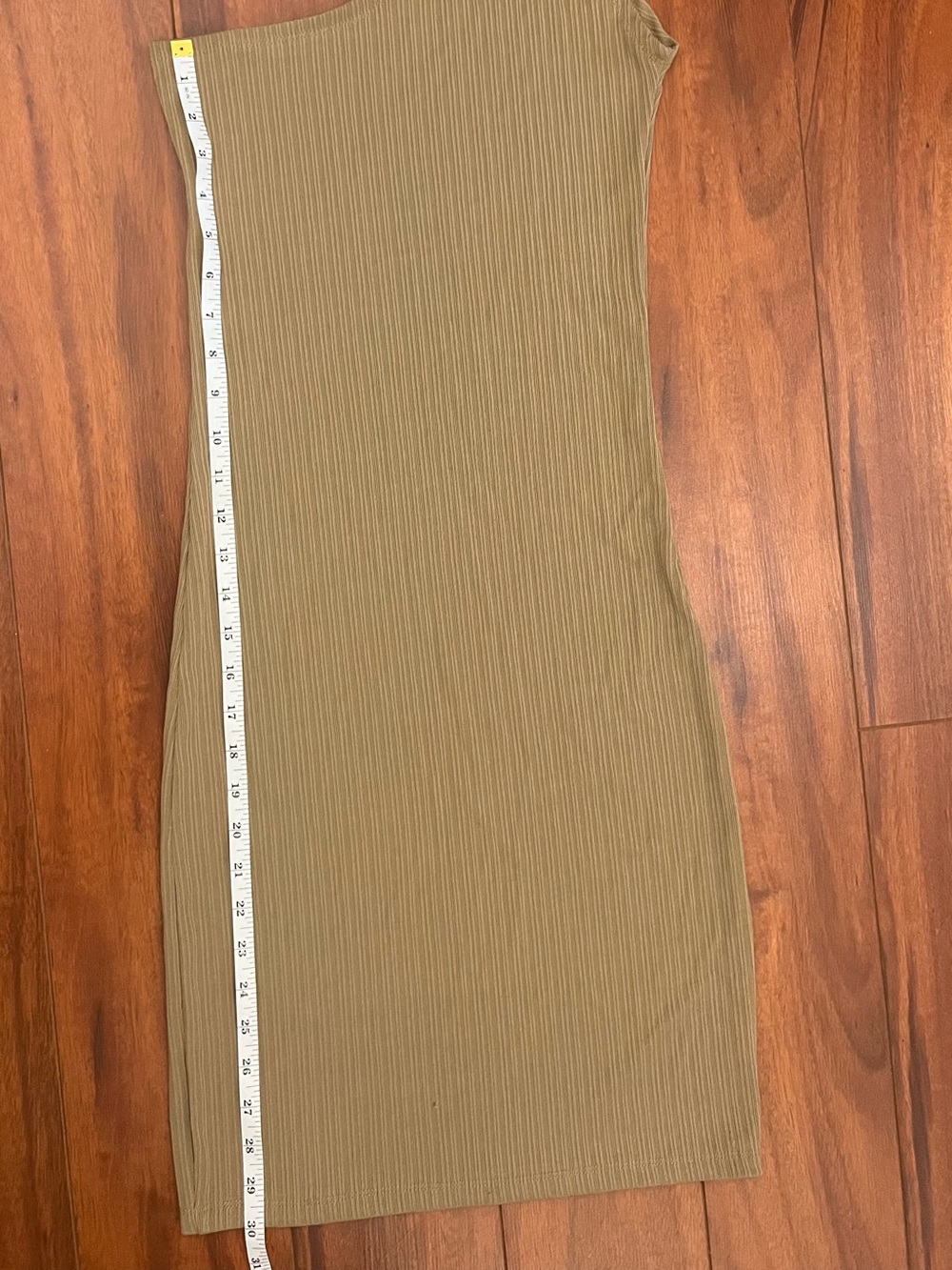 One-Shoulder Ribbed Dress in Taupe - Picture 6 of 9